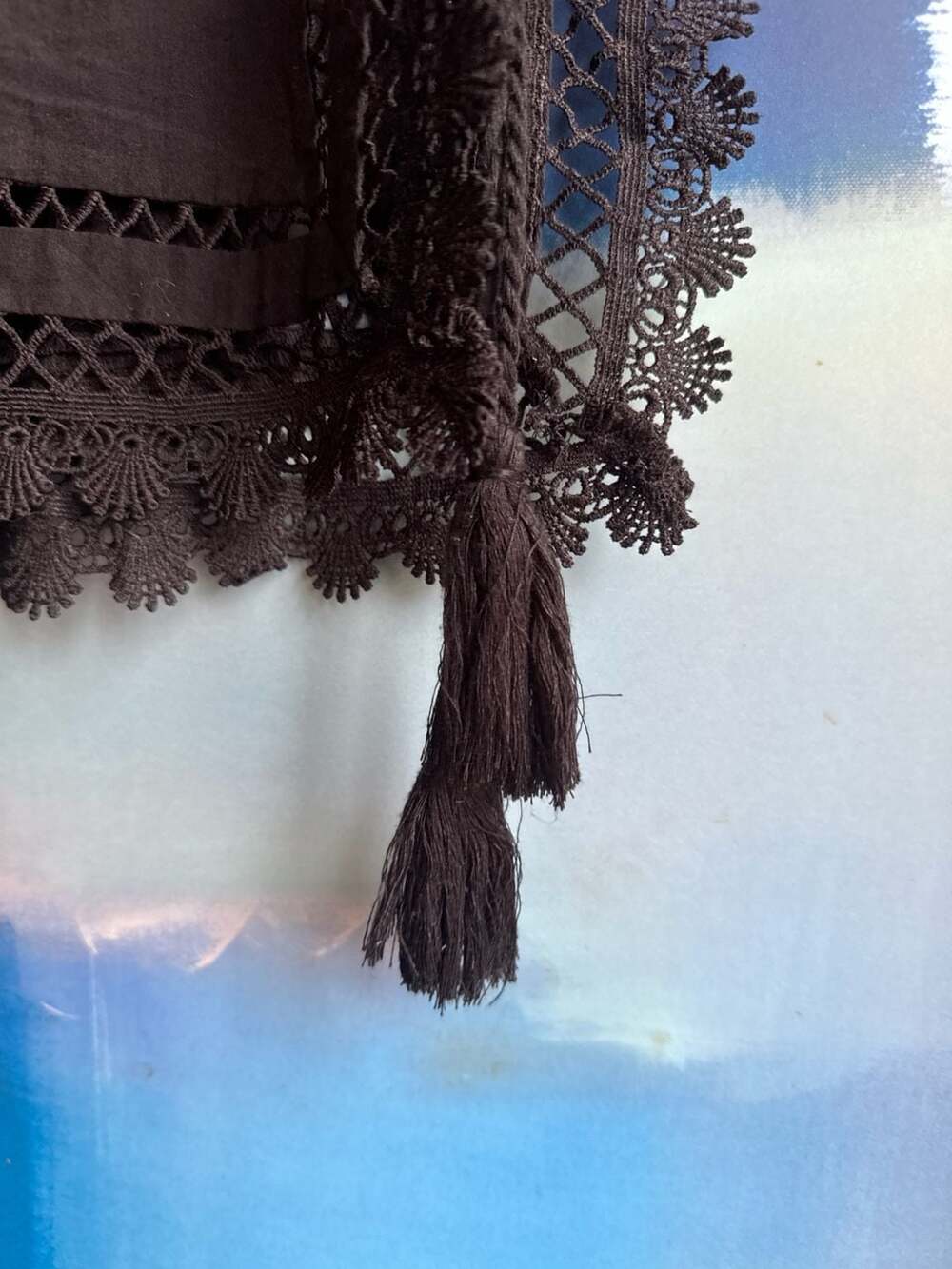 Free People Black Eyelet Lace Tassel Cami Top Size XS - Picture 7 of 9